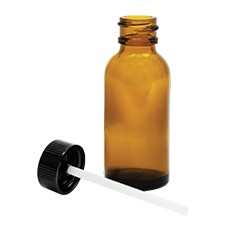Bouteille ronde en verre de type boston avec tige applicatrice (ambre, 1 oz / 30 ml, 20 – 400)